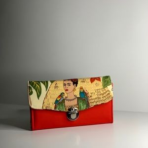 Vegan Frida Kahlo Woven Clutch - handmade artisan wallet